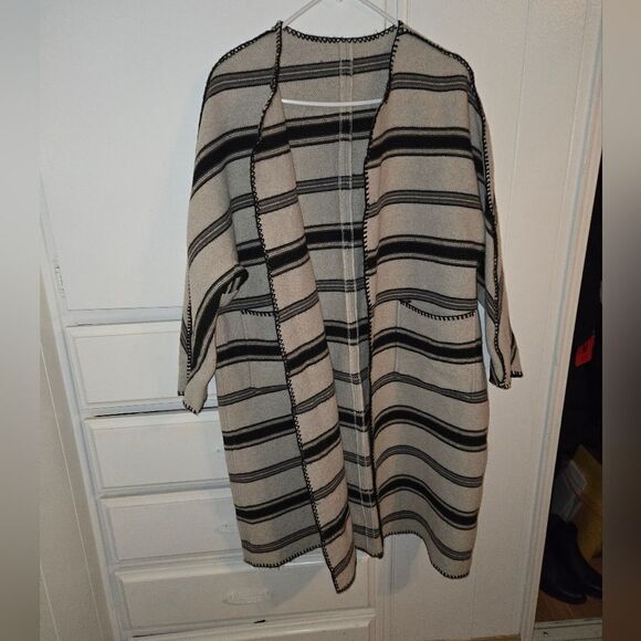 CELINE 21 SS Striped Wool Blanket Coat Vintage - Picture 4 of 16